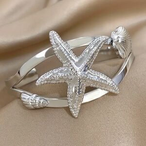 🦀Nautical Shell and Starfish Bracelet – Silver Beach Jewelry”